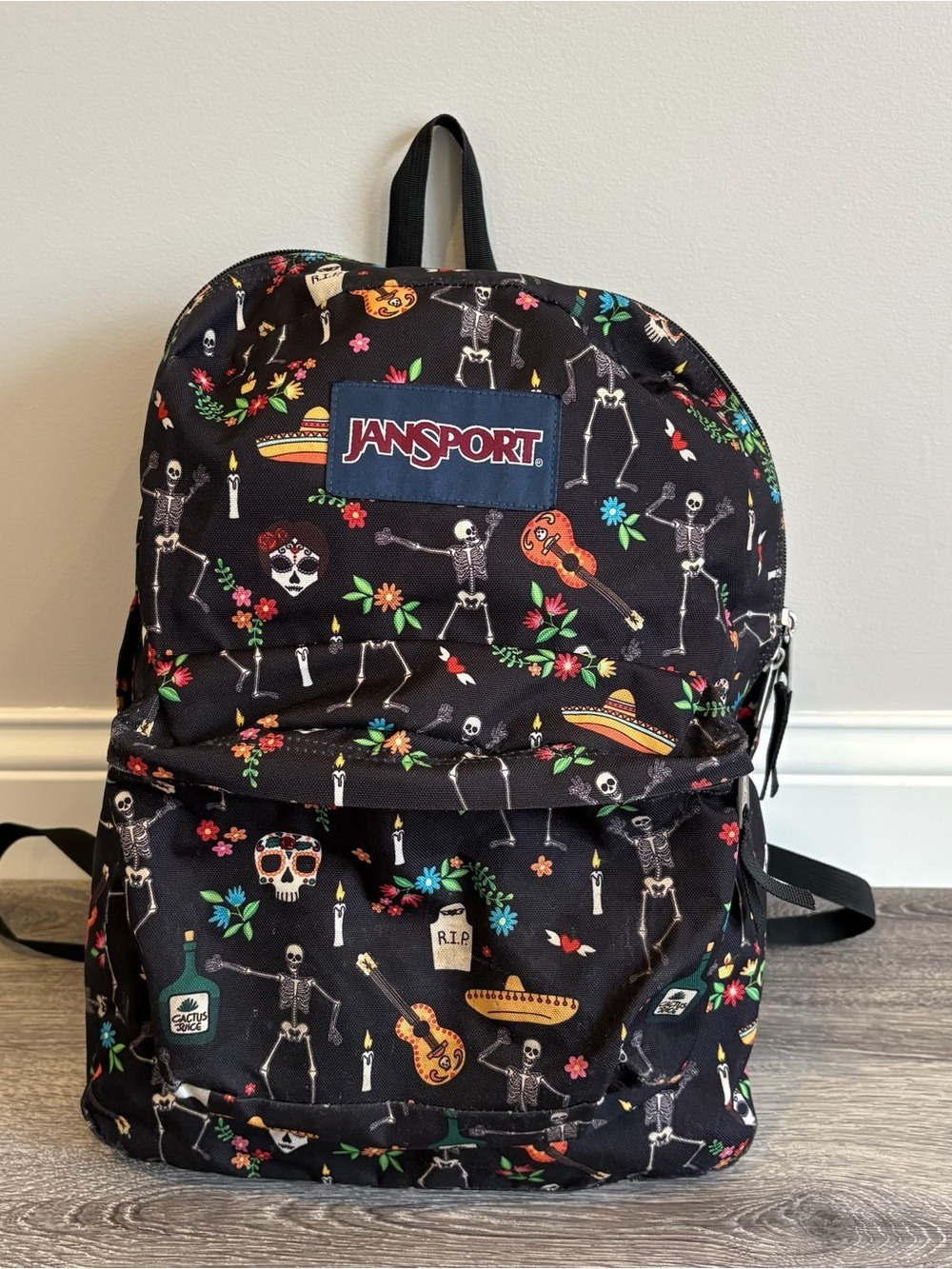 JanSport Black Día de los Muertos Skeleton Print Backpack